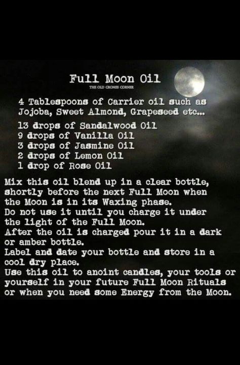 Full Moon Oil, Magick Oil, Moon Oil, Essential Oil Roller Balls, Vanilla Oil, Jasmine Oil, Full Moon Ritual, Sandalwood Oil, Magick Spells