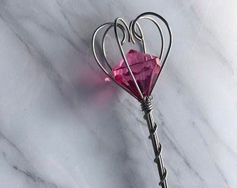 Pink Scythe, Fairy Godmother Aesthetic, Magical Scepter, Scepter Diy, Oracular Spectacular, Pink Wand, Fairy Godmother Wand, Sailor Moon Wedding, Wire Wrapping Tools