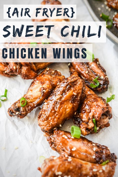 Chicken Wings Bbq, Chili Chicken Wings, Homemade Stove, Sweet Chili Chicken Wings, Breaded Chicken Wings, Sweet Chili Wings, Air Fryer Recipes Chicken Wings, Chili Wings, Sticky Wings