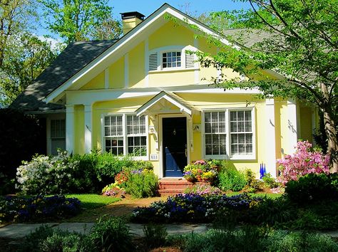 Spring Cottage | Atlanta, GA - Virginia Highlands - next doo… | Flickr Yellow House Exterior, Craftsman Bungalow Exterior, Spring Cottage, Cottage Exteriors, Small Cottage Homes, Yellow Cottage, Bungalow Exterior, Cottages And Bungalows, Cottage Exterior