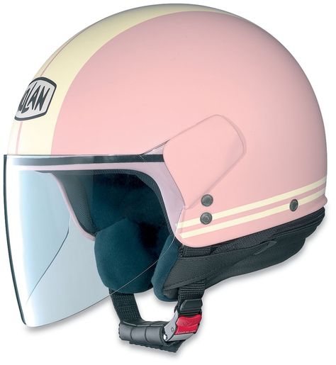 $83.50 Nolan vintage helmet. Pink Motorcycle Helmet, Moto Rose, Vespa Helmet, Pink Helmet, Pink Motorcycle, Motorcycle Helmet Design, Womens Motorcycle Helmets, Female Motorcycle Riders, Scooter Helmet