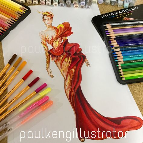 Fashion Design & Illustration by @paulkengillustrator Fashion Figure Drawing, Fashion Illustrations Techniques, Fashion Drawing Sketches, Fashion Drawing Tutorial, Fashion Illustration Sketches Dresses, Fashion Design Sketchbook, Fashion Design Collection, Watercolor Fashion, Fashion Sketches Dresses