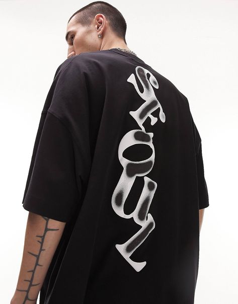 Topman extreme oversized t-shirt with front and back Seoul shadow print in black | ASOS Premium Tshirt Designs, Text Print T-shirt, Back Of Shirt Design Ideas, Graphic T Shirts Street Style, Trending Shirt Designs, Text Shirt Design, T Shirts Design Ideas, Black T Shirt Design, Techno Tshirt