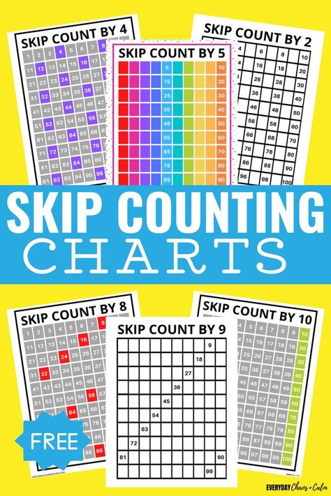 100 Counting Chart Printable, How To Teach Counting By 5s, Teaching Skip Counting 1st Grade, Counting Anchor Chart, Skip Counting Chart Free Printable, Free Skip Counting Printables, Counting By 2s Worksheets Free, Count To 100 Printable, Counting By 3's Free Printable