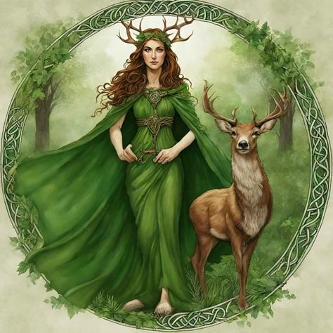 Deer Mother Goddess, Gaia Goddess Art, Goddess Eostre, Moth Goddess, Celtic Quotes, Deer Goddess, Deer Woman, Goddess Of Nature, Mother Nature Goddess