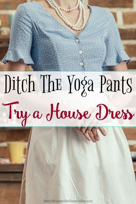 1950s Housewife Dress, Cleaning House Outfit, Vintage Housewife Dress, Vintage Housewife Outfit, Diy Modest Clothing, Modest Housewife Outfit, Modest Homemaker Outfit, Vintage House Dress Sewing Patterns, Cute House Clothes