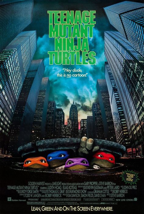 Ninja Turtles Movie Poster, Movie Poster Prints, Elias Koteas, Teenage Mutant Ninja Turtles Movie, Ninja Turtles Movie, Tmnt Movie, Dragon Comic, New Line Cinema, Live Action Movie