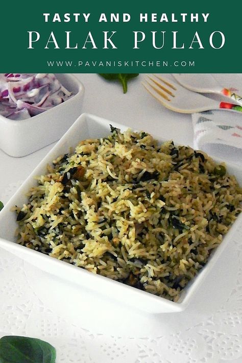 Palak Pulao Recipe | Spinach Pulao Recipe Palak Chicken, Chicken Pulao, Recipe Spinach, Kids Lunch Boxes, Easy And Quick Recipes, Chicken Rice Recipes, Indian Rice Recipes, Dum Biryani, Aloo Gobi