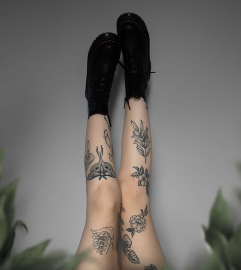 Butterfly Lower Leg Tattoo, Flower Under Knee Tattoo, Insect Knee Tattoo, Symmetrical Leg Tattoos Women, Nature Leg Tattoos Women, Lower Knee Tattoo, Women Knee Tattoos, Butterfly Tattoo Knee, Moth Leg Tattoo