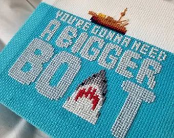 Bigger Boat, Cross Stitch Bookmarks, Modern Cross Stitch, Cross Stitch Art, Stitch Design, Cross Stitch Designs, Le Point, Counted Cross Stitch, Instant Download Etsy