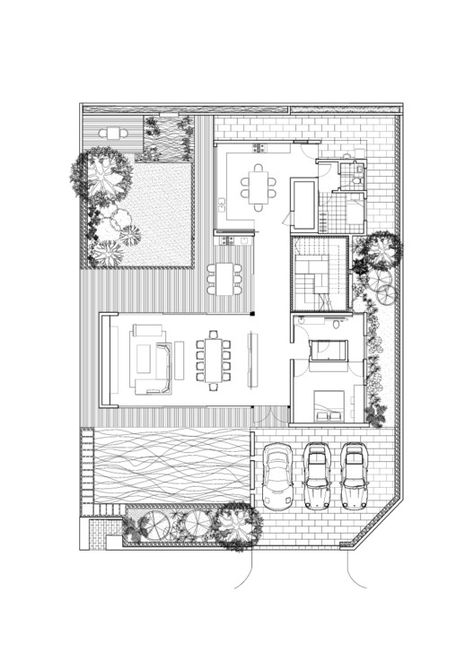 Gallery of Sunset Terrace House / a_collective - 25 Hotel Floor Plan, Bungalow Floor Plans, Hotel Floor, Architectural Floor Plans, Villa Plan, Corner House, Bungalow House, Bungalow House Design, House Architecture