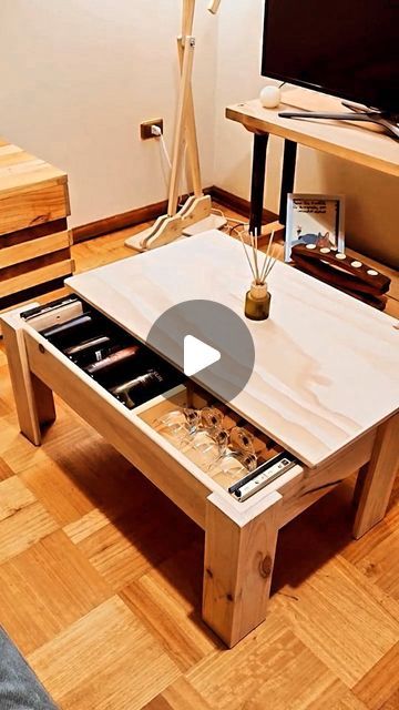 Wine Bottle Display, Bottle Display, Detailed Plans, Diy Coffee Table, Build Something, Breakfast Table, Space Saving Furniture, Tutorial Diy, Diy Table