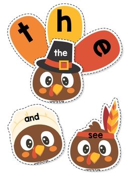 Sight Words Center: Turkey Build the Word {EDITABLE PDF} Turkey Sight Words, Turkeys Preschool, Preschool Turkey, November Themes, Thanksgiving Literacy, Teaching Thanksgiving, November Classroom, Lavinia Pop, Sight Word Spelling