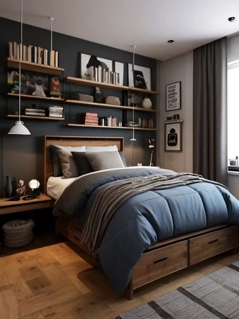 40+ Amazing Teenage Boy Bedroom Ideas on Pinterest Paint Colors For Teenage Boys Room, Charcoal And Green Bedroom, Boys Bedroom Shelving Ideas, Moody Teen Boy Bedroom, Teen Boy Paint Colors Bedroom, Middle School Boy Room, Teenage Bedroom Ideas Boy, Ikea Teenage Boys Bedroom Ideas, Teenager Boy Room Ideas