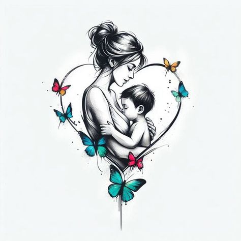 Tattoos For Son Mother, Tattoos For Sons Mother, Newborn Tattoo Ideas Mothers, Tattoo For Sons Boys Mom, Mother Son Tattoo Ideas, Mom And Baby Tattoo, Mom Tattoo Designs For Son, Tattoos For Son, Newborn Tattoo