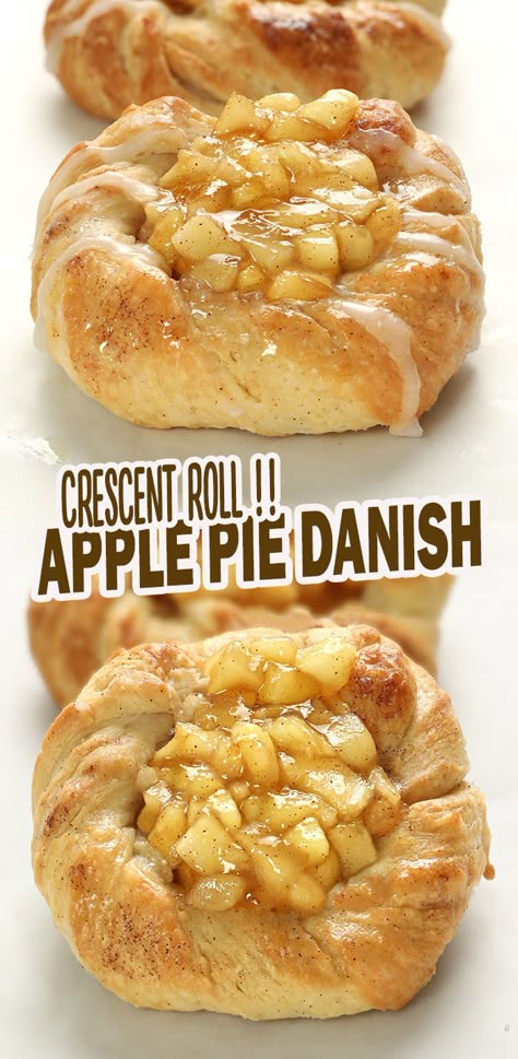 Crescent Roll Apple Danish - Cakescottage Make With Crescent Rolls, Crescent Roll Apple Pie, Crescent Roll Apple, Roll Desserts, Crescent Rings, Crescent Roll Recipe, Easy Crescent Roll Recipes, Crescent Roll Recipes Dessert, Pillsbury Crescent Roll Recipes