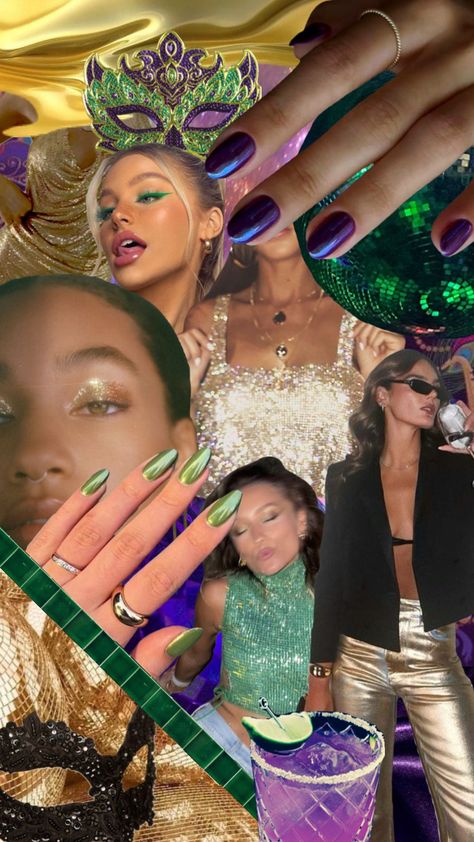 #mardigras Vision Board Green, Mardi Gras Aesthetic, Collage Vision Board, Mardi Grad, Mardi Gras Outfits, Green Gold, Mardi Gras, Vision Board, Collage