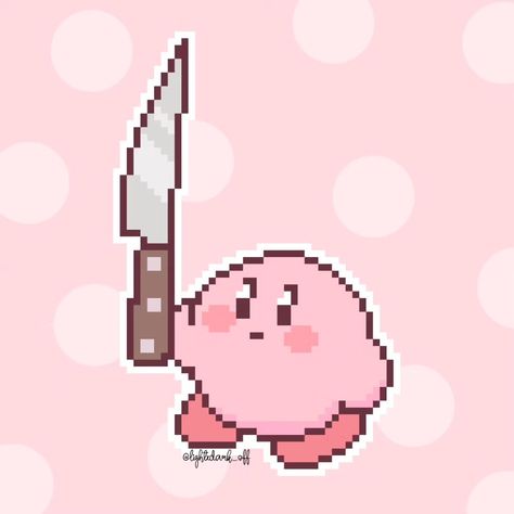 Knife Pixel Art, Kawaii Pixel Art Grid, Pixel Art Kirby, Pfp Pixel, Pixel Art Reference, Colour By Number, Silly Drawings, Tattoo Mini, Kirby Character