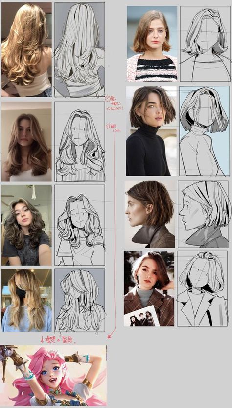 15 Hairstyles, Drawing Hair Tutorial, 얼굴 드로잉, Drawing Tutorial Face, Human Anatomy Art, Digital Art Beginner, Figure Sketching, 캐릭터 드로잉, Digital Painting Tutorials