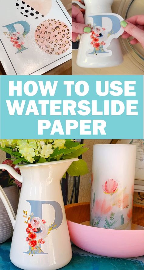 Waterslide Decals Ideas, Water Slide Paper, Cottagecore Crafts, Making Tumblers, Diy Stencils, Antique Booth Ideas, Easy Crafts To Sell, Ceramic Projects, Waterslide Decal Paper