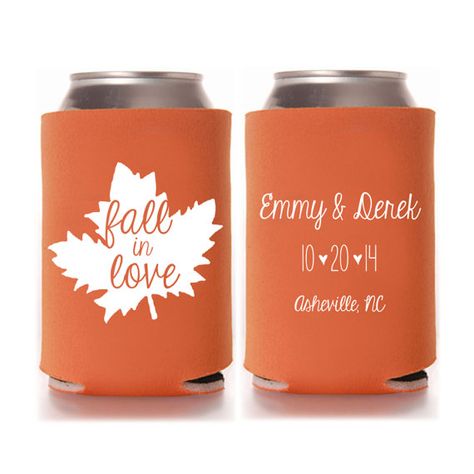 Personalized Fall in Love Fall Rustic Wedding Favors,Wedding Can Coolers, Custom Beverage Insulators, Beer Huggers, Fall Wedding Favor Fall Wedding Koozies, Give Aways Wedding, Wedding Koozies, Custom Koozies, Wedding Favors Fall, Business Party, Wedding Favors Cheap, Rustic Wedding Favors, Best Wedding Gifts