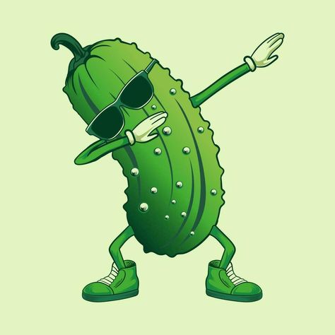 Dabbing dance pickle with sunglasses vector design Pickle Drawing, Pickle Graphic, Pickle Illustration, Pickle Art, Sunglasses Vector, Spray Can Art, Youtube Banners, Logo Banners, Nature Backgrounds