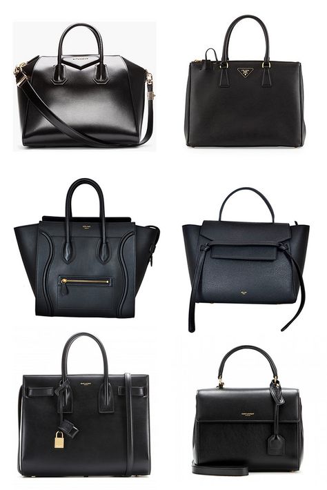 Wishlist: classic bags Best Designer Work Bags, Classic Luxury Bags, Everyday Black Bag, Designer Work Bags, Classic Designer Handbags, Designer Handbags Prada, Handbags For Work, Designer Work Bag, Handbags Kate Spade