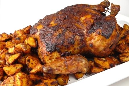 Portuguese Roast Chicken with Potatoes Portuguese Roast, Portuguese Chicken Recipes, Roast Chicken With Potatoes, Chicken With Potatoes, Roasted Chicken And Potatoes, Ayam Bakar, Foreign Food, Chicken Potatoes, Chicken Main Dishes