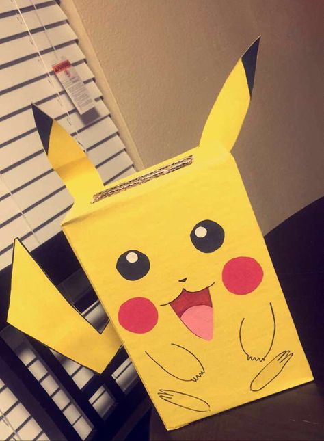 Pokémon Valentine's box for school Pikachu Valentines Boxes, Pikachu Valentines, Pokemon Valentines Box, Valentine Box Ideas For School, Pokemon Valentines, Valentine's Boxes, Valentine Box Ideas, Pokemon Valentine, Valentine Boxes For School