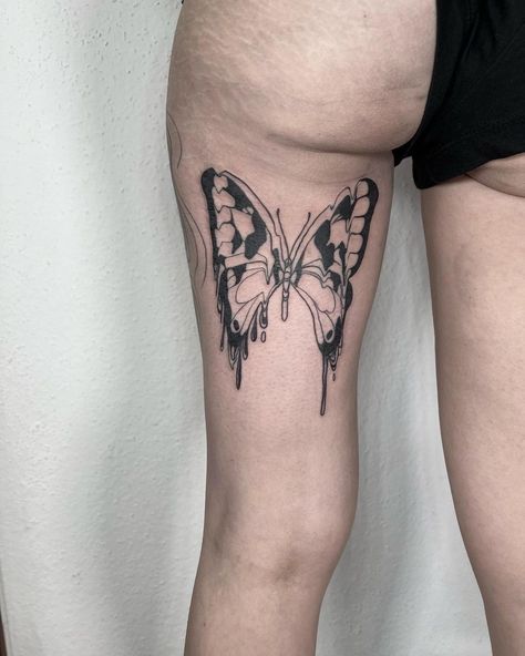 Back Of Thigh Butterfly Tattoo, Butterfly Leg Tattoo, Orion Tattoo, Butterfly Leg Tattoos, Back Of Thigh Tattoo, Butterfly Thigh Tattoo, Leg Tats, Thigh Tattoo, Butterfly Tattoo