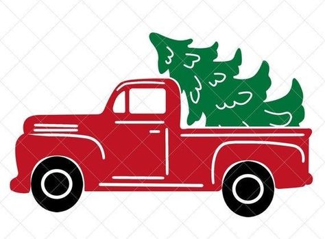 Truck With Christmas Tree Svg, Christmas Truck Svg Free, Christmas Truck Svg, Christmas Red Truck, Christmas Cut Files, Holiday Svg, Christmas Truck, Cricut Creations, Silhouette Files