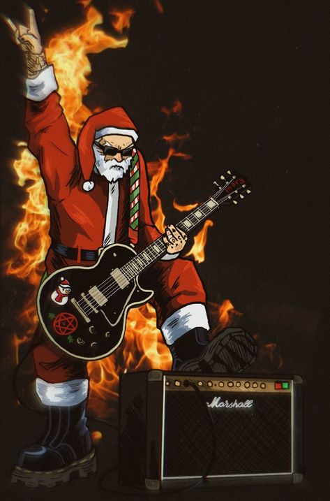 #art #rock #santa #music #digital Heavy Metal Christmas, Christmas Rock, Metal Christmas, Art Rock, Rock Posters, Rock On, Rock N Roll, Heavy Metal, Santa Claus