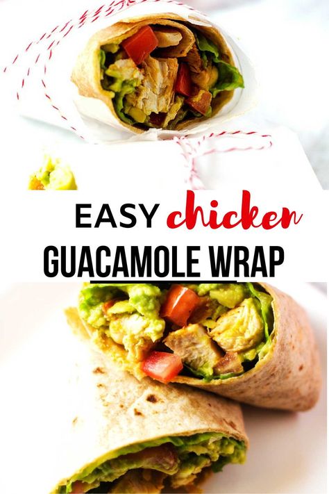 Looking for a delicious lunch? You are going to love this crazy-good Chicken Guacamole Wrap. With a simple guacamole that takes just minutes to make, this easy wrap is the perfect way to fuel your afternoon. Chicken Guacamole Sandwich, Guacamole Wrap Recipes, Chicken Guacamole Wrap, Guacamole Wrap, Guacamole Sandwich, Chicken Guacamole, Simple Guacamole, Wraps Recipes Easy, Easy Guacamole