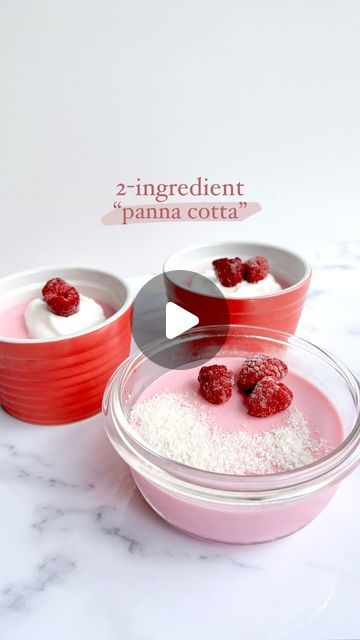 Nutritionist & Student Dietitian | Recipe & UGC content creator on Instagram: "2 ingredient “panna cotta” 

seen this all over my tiktok, so thought i’d give it a go. it’s so simple & delicious ! jelly consistency reminds me of my childhood 🥺

what you need: 
1 sachet of Aeroplane Jelly Lite (any flavour) 
1/2 cup boiling water 
3/4 cup cold water 
250g greek yoghurt (or protein yoghurt e.g. Chobani or yopro) 

1. Disolve jelly powder in boiling water & then add cold water 
2. Whisk greek yoghurt until fully combined 
3. Tap the bowl on a flat surface to remove the bubbles 
4. Refridgerate overnight 
5. Serve with yoghurt, berries & coconut (or anything you fancy)

*dairy free alternative — use dairy free yoghurt (coconut, soy or oat)

#pannacotta #healthypannacotta #jellyyoghurt #yoghurt Justine Schofield, Dietitian Recipes, Ugc Content Creator, Dairy Free Alternatives, Ugc Content, 2 Ingredient, Healthy Ideas, Boiling Water, 2 Ingredients