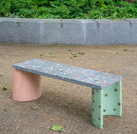 Recycled Furniture Design, Terrazzo Furniture, Terrazzo Table, Recycle Design, Concrete Terrazzo, Tile Furniture, Artistic Furniture, Concrete Furniture, Recycled Plastic Furniture