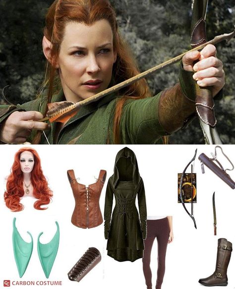 Tauriel from The Hobbit Costume | Carbon Costume | DIY Dress-Up Guides for Cosplay & Halloween Hobbit Costume Diy, Tauriel Outfit, Elven Bow, Tauriel Hobbit, Tauriel Costume, Long Ginger Hair, Diy Elf Costume, Cosplay Elf, Hobbit Costume