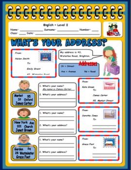 #ADDRESSES WORKSHEET Address Worksheet, Articles Worksheet, Seasons Worksheets, Preposition Worksheets, Job Pictures, Family Worksheet, Ordinal Numbers, Class Displays, Animal Worksheets