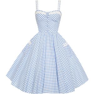 Corinna Blue Gingham Swing Dress | Vintage Style Dresses - Lindy Bop Dainty Clothes, Rooftop Shoot, Blue Checkered Dress, 50s Hair, Blue Hijab, Dorothy Costume, Blue Gingham Dress, Vestidos Retro, 1950s Dresses