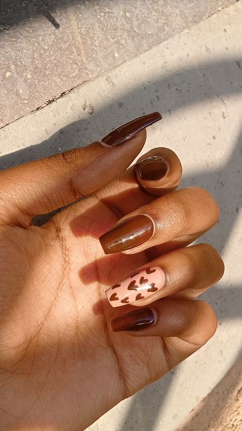 Brown nails Heart decor Nails inspo Natural nails Nails Inspo Natural, Nails Heart, Heart Decor, Brown Nails, Heart Nails, Nails Inspo, Heart Decorations, Soft Girl, Natural Nails