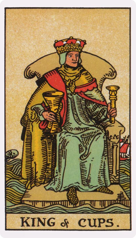 The Original Rider Waite Deck, By Arthur Edward Waite & Pamela Colman Smith. King of Cups. Best Tarot Decks, King Of Cups, Ace Of Swords, All Tarot Cards, Rider Waite Tarot Decks, Rider Waite Deck, Tarot Significado, Cups Tarot, Tarot Meanings