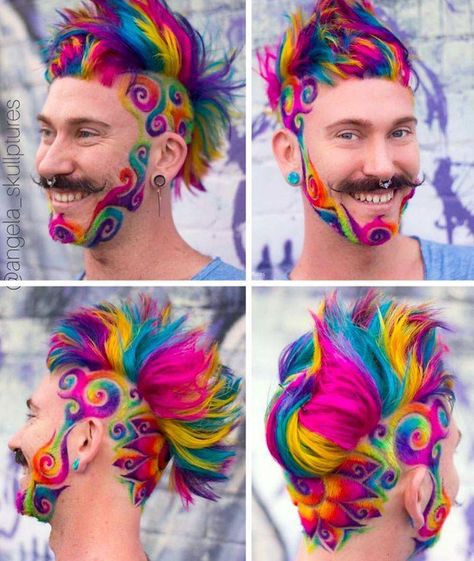 74 Fun Filled Randoms to Break Up the Mundane - Funny Gallery Shaved Hair Designs, Dark Brunette Hair, Rainbow Hair Color, Neon Hair, Hair Techniques, Hair Tattoos, Hair Shows, Colorful Hair, Artistic Hair