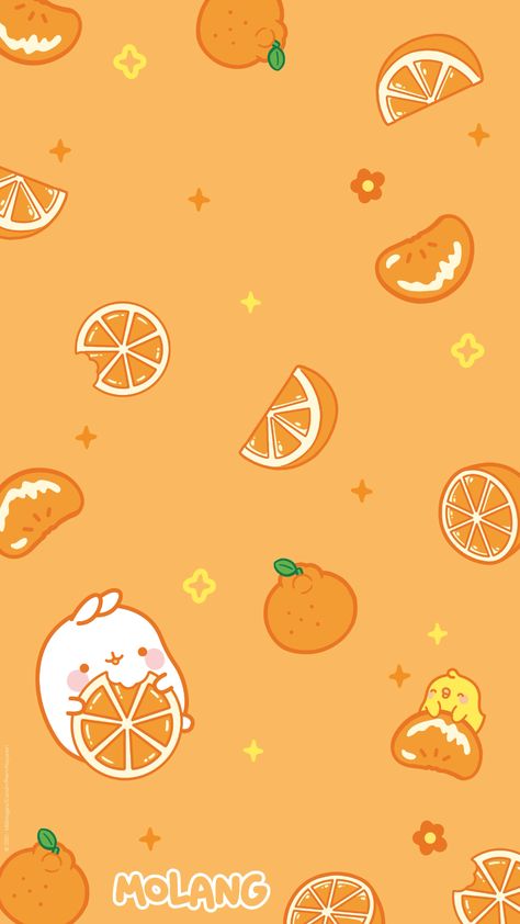 Cute Orange Wallpaper, Molang Wallpaper, Anak Haiwan, Wallpaper Cantik, Images Kawaii, Iphone Wallpaper Kawaii, Pola Kartu, Fruit Wallpaper, Spring Wallpaper