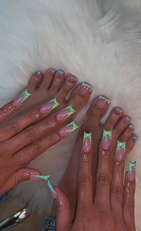 Matching Nail And Toe Sets, Nails And Toes, Acrylic Toes, Acrylic Toe Nails, Colored Acrylic Nails, French Acrylic Nails, Short Square Acrylic Nails, Exotic Nails, Acrylic Nails Coffin Pink