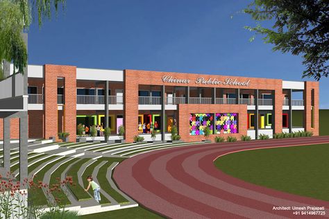 School Building Design Ideas, School Elevation Design Architecture, Modern School Building Design, School Facade Design, School Exterior Design, School Facade, School Building Plans, School Exterior, School Floor Plan