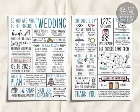 Buy Infographic Wedding Program Editable Template Reception online on Etsy India. Shop for handmade, vintage and unique Wedding Invitation Templates items from PuffPaperCo online on Etsy Black And White Reception, Reception Program, Template Black And White, White Reception, Wedding Infographic, Template Black, Ceremony Programs, Wedding Program, Backdrop Stand