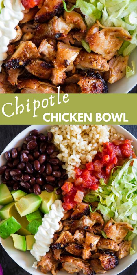 Summer Meals Dinner, Chipotle Chicken Bowl, Juicy Grilled Chicken, Chicken Bowl Recipe, Homemade Chipotle, Meals Dinner, Healthy Bowls Recipes, Summer Meals, Summer Meal