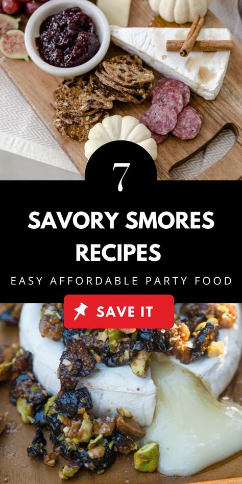 Smores Breakfast Ideas, Fireside Savory S’mores, S’more Recipe Ideas, Gourmet Smores Ideas, Savory Smores Ideas, Savory Smores Campfire, Savory Smores Board, Bonfire Appetizers, Unique Smores Ideas