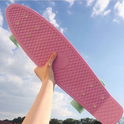 Pink penny board Pink Skateboard, Skate Photography, Cruiser Boards, Board Skateboard, Girl Skater, Skateboard Aesthetic, Lauren Asher, Penny Skateboard, Penny Board