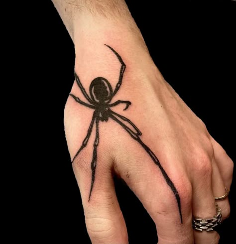 Spider Web Neck Tattoo Men, Spider Hand Tattoos For Guys, Hand Tattoos Masculine, Hand Tattoo Spider, Spider Tattoo Men Hand, Spider On Hand Tattoo, Spider Arm Tattoo, Spider Tattoo Hand, Spider Tattoo On Hand