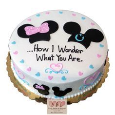 (2275) Mickey & Minnie Mouse Gender Reveal Cake                                                                                                                                                      Plus Minnie Mouse Gender Reveal, Boy Cake Smash Ideas, Gender Cake, Disney Gender Reveal, Abc Cake, Baby Boy Cake Smash, Cake Smash Ideas, Baby Reveal Cakes, Creative Gender Reveals